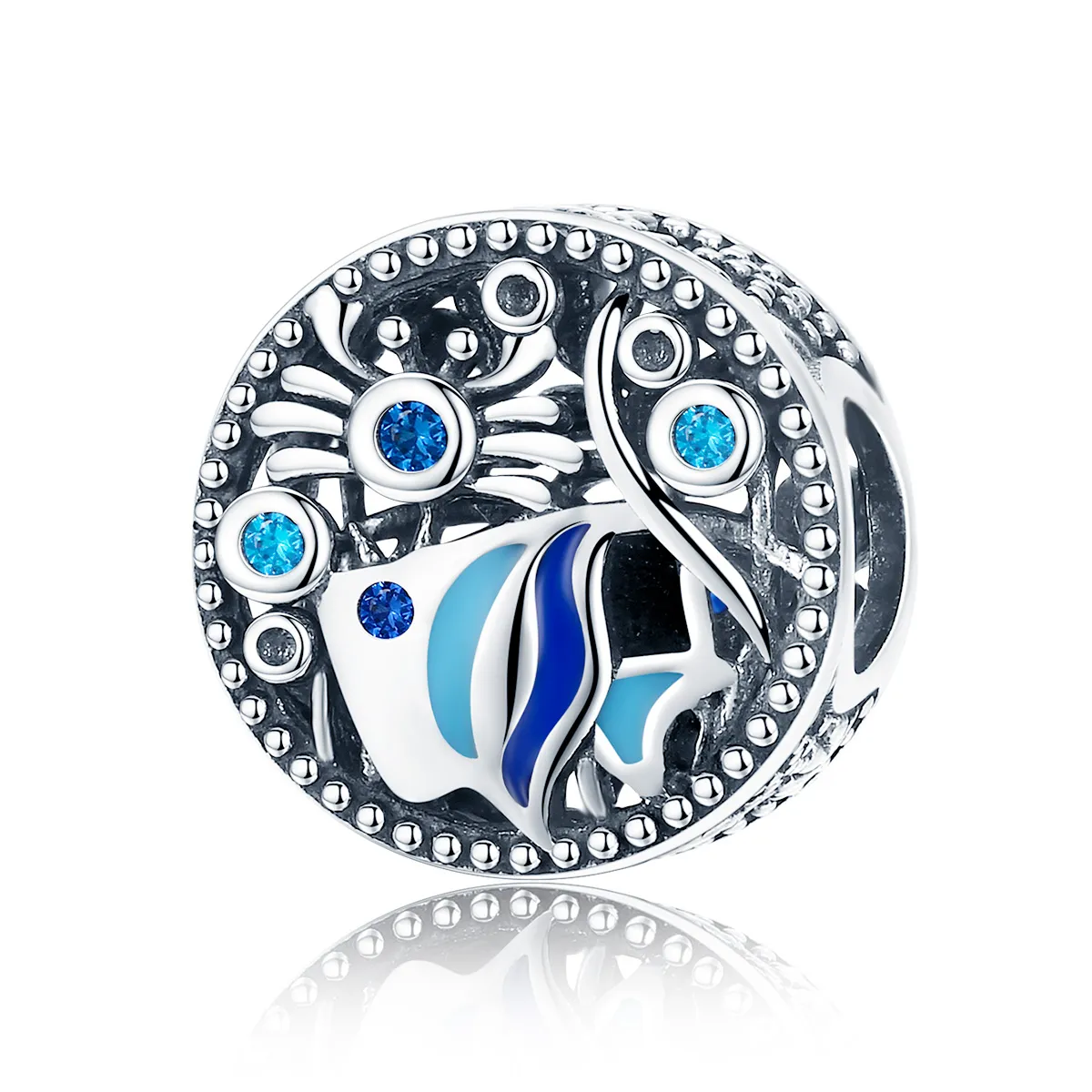 Pandora Style Silver Charm, The Underwater World Ocean Life, Blue Enamel - SCC763