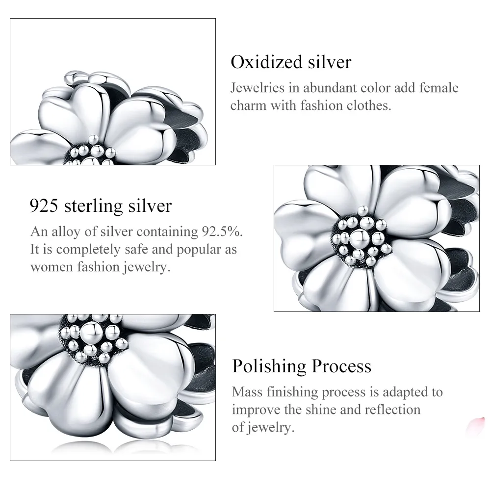 Pandora Style Silver Charm, Three Flowers - SCC1486