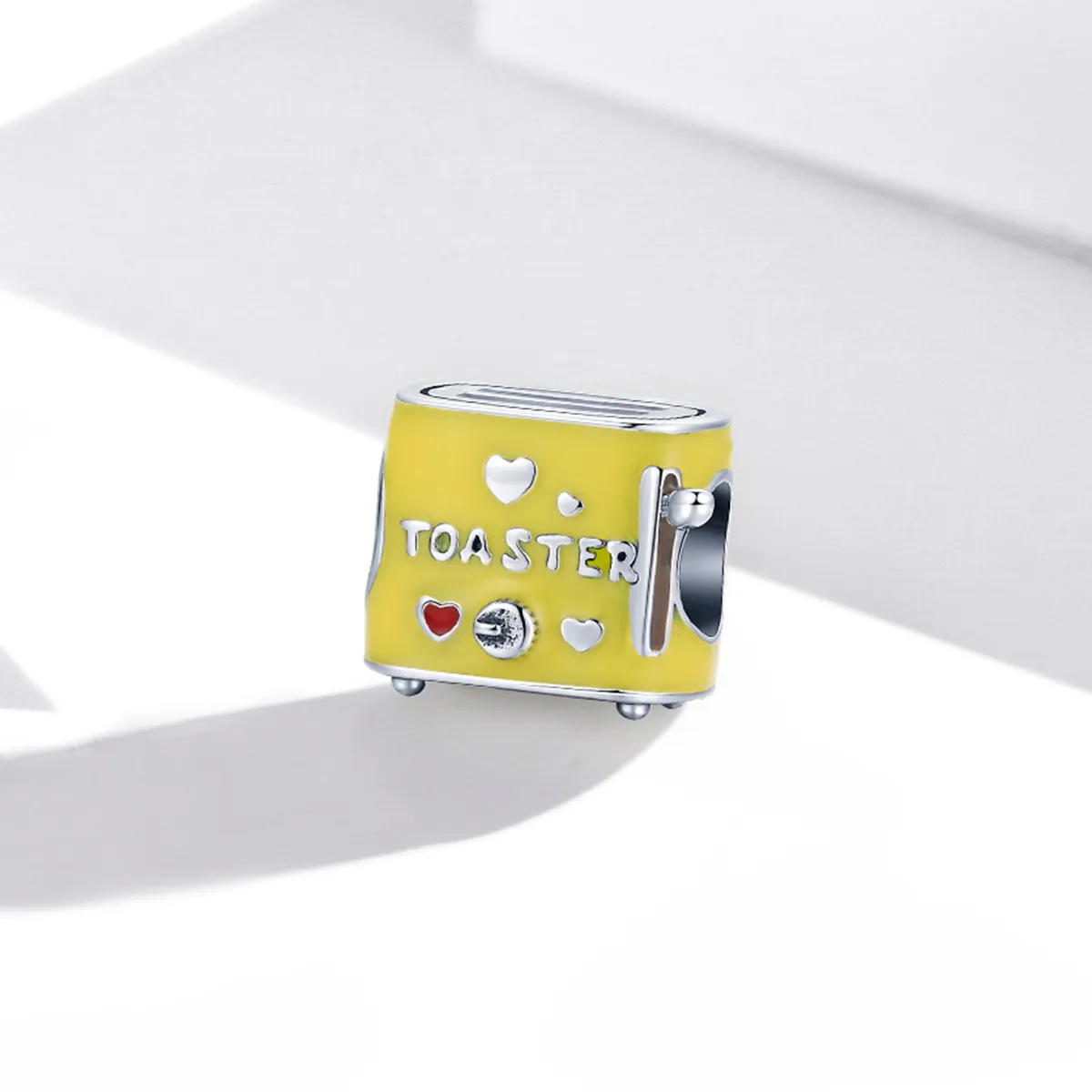 Pandora Style Silver Charm, Toaster, Yellow Enamel - SCC1863