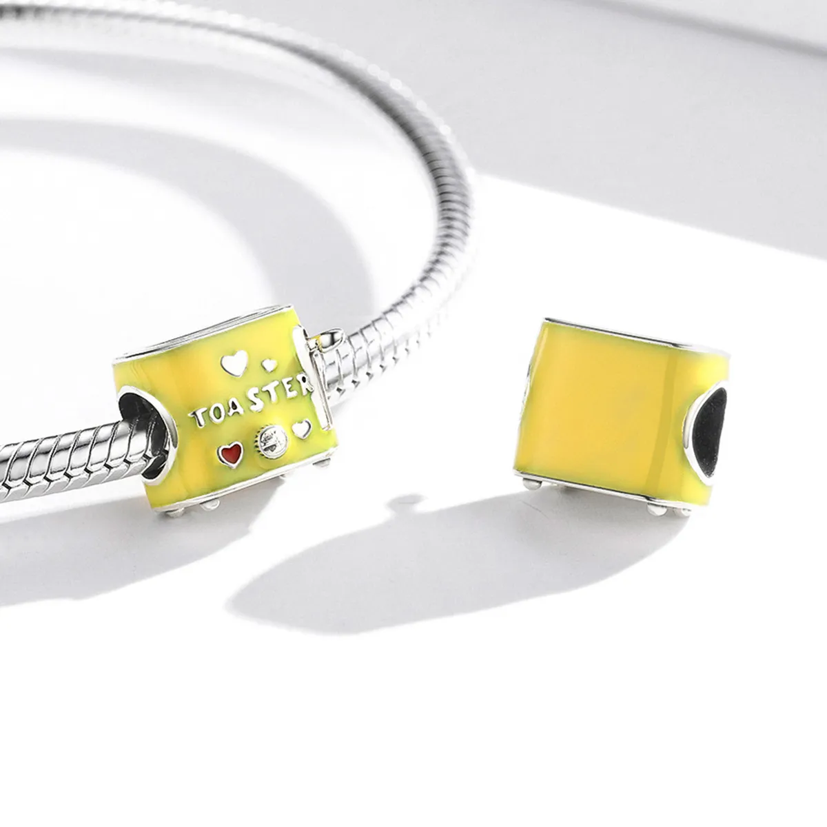 Pandora Style Silver Charm, Toaster, Yellow Enamel - SCC1863