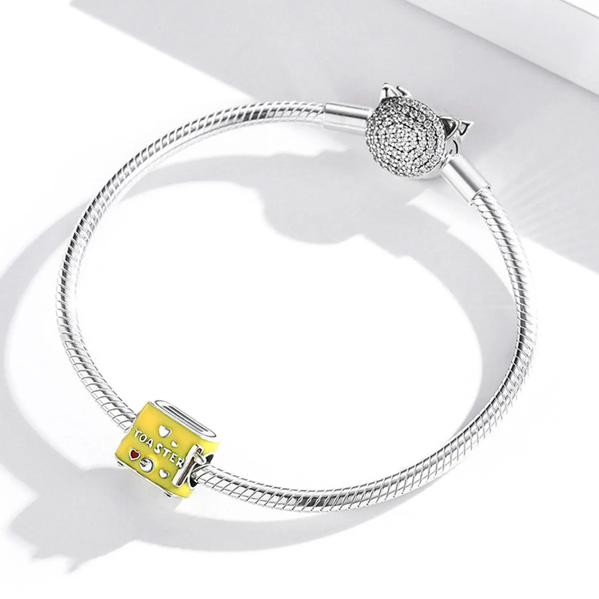 Pandora Style Silver Charm, Toaster, Yellow Enamel - SCC1863