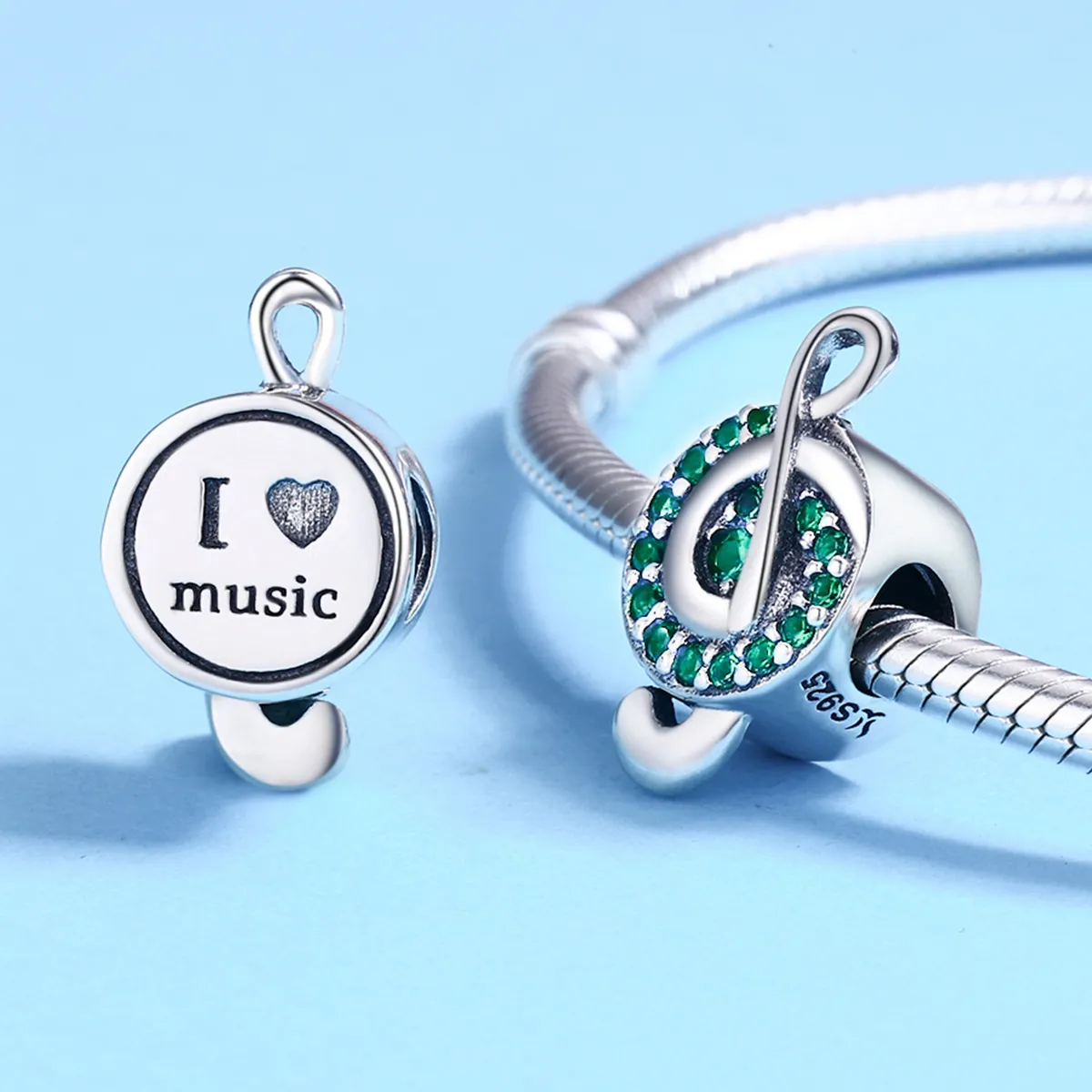 Pandora Style Silver Charm, Treble Clef - SCC450