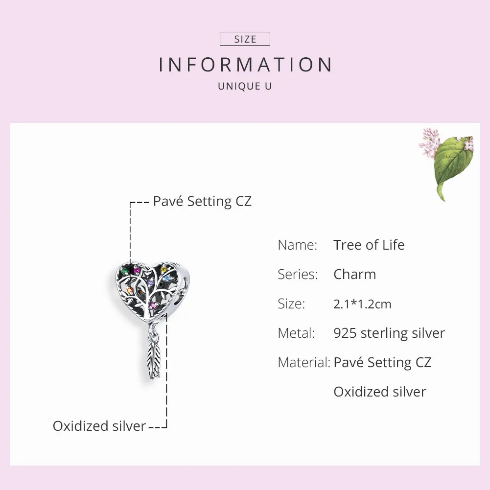 Pandora Style Silver Charm, Tree of Life - SCC1768