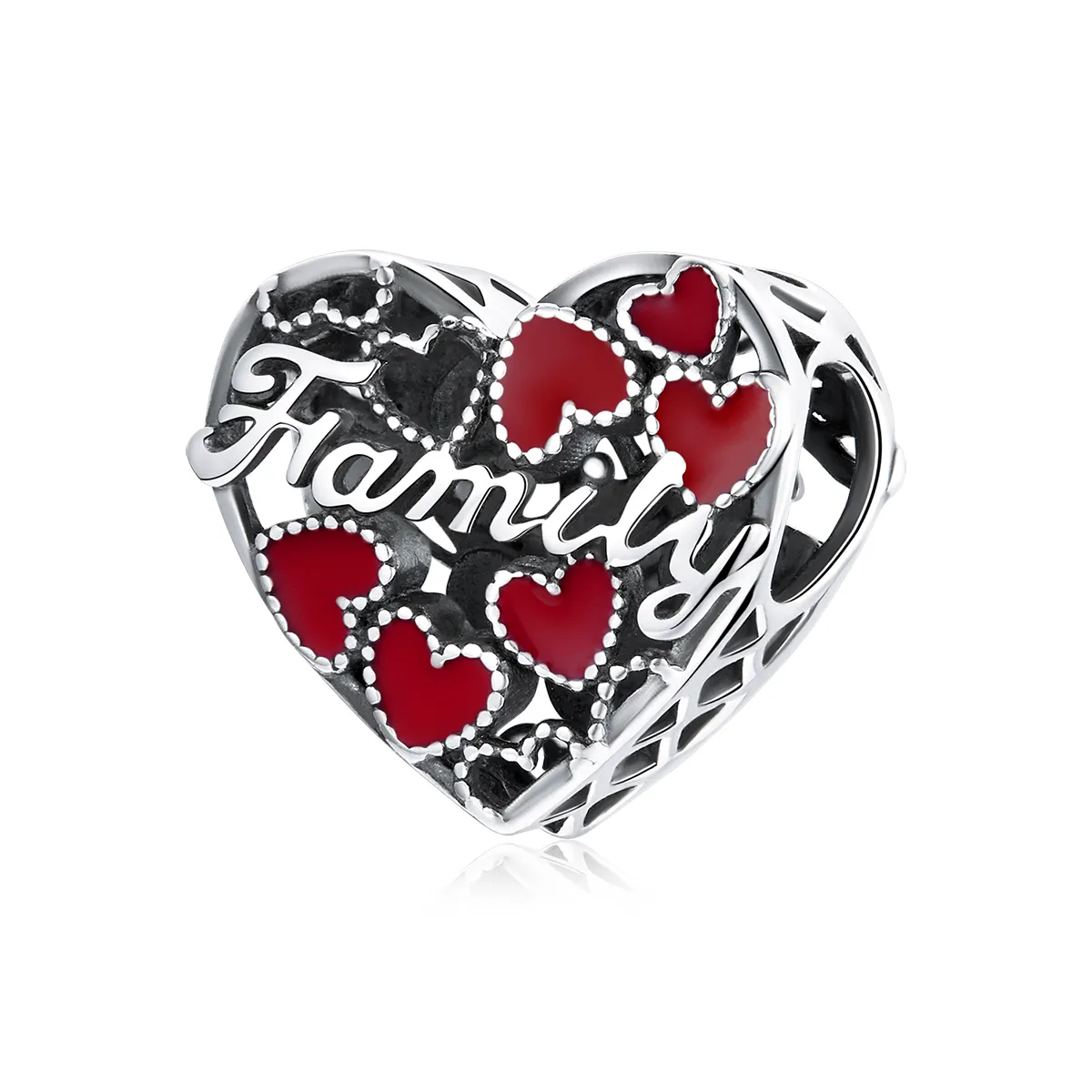 Pandora Style Silver Charm, Warm Family, Red Enamel - SCC1750