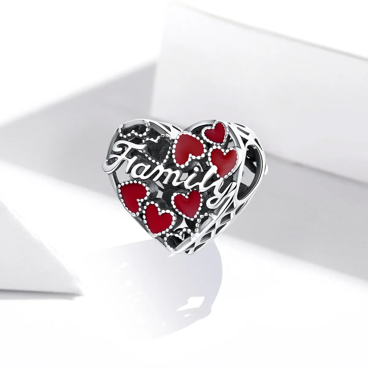 Pandora Style Silver Charm, Warm Family, Red Enamel - SCC1750