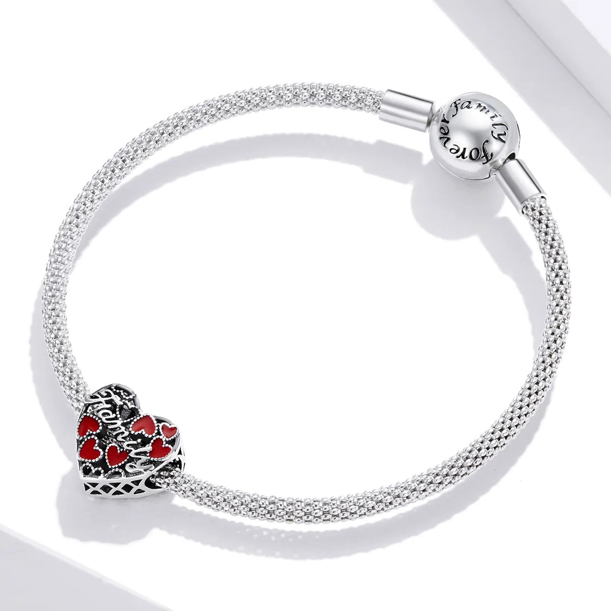 Pandora Style Silver Charm, Warm Family, Red Enamel - SCC1750