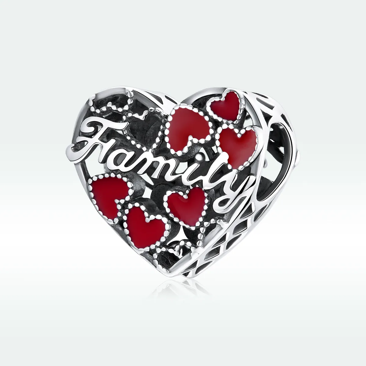 Pandora Style Silver Charm, Warm Family, Red Enamel - SCC1750