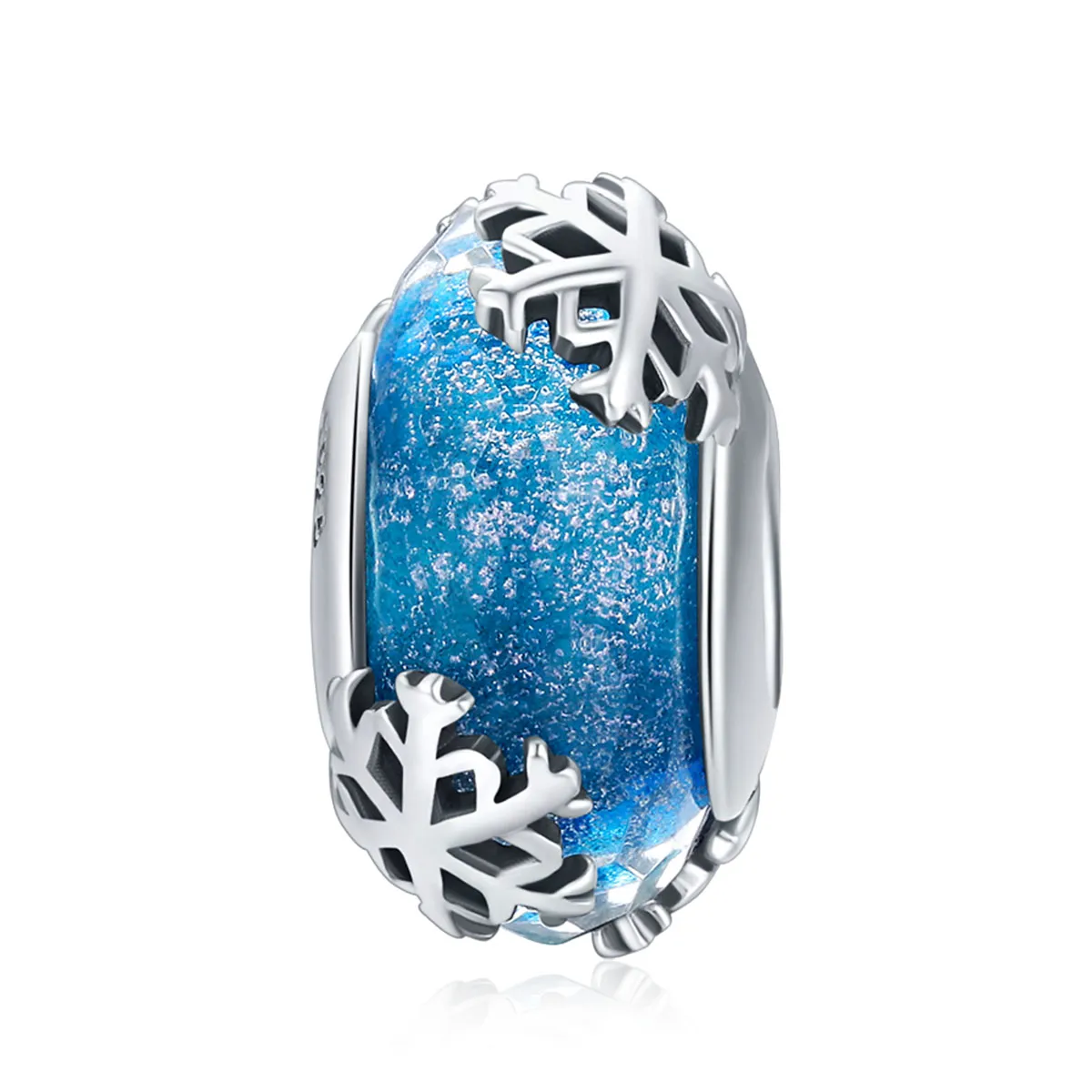 Pandora Style Silver Charm, Winter Frozen Snowflakes - SCC862