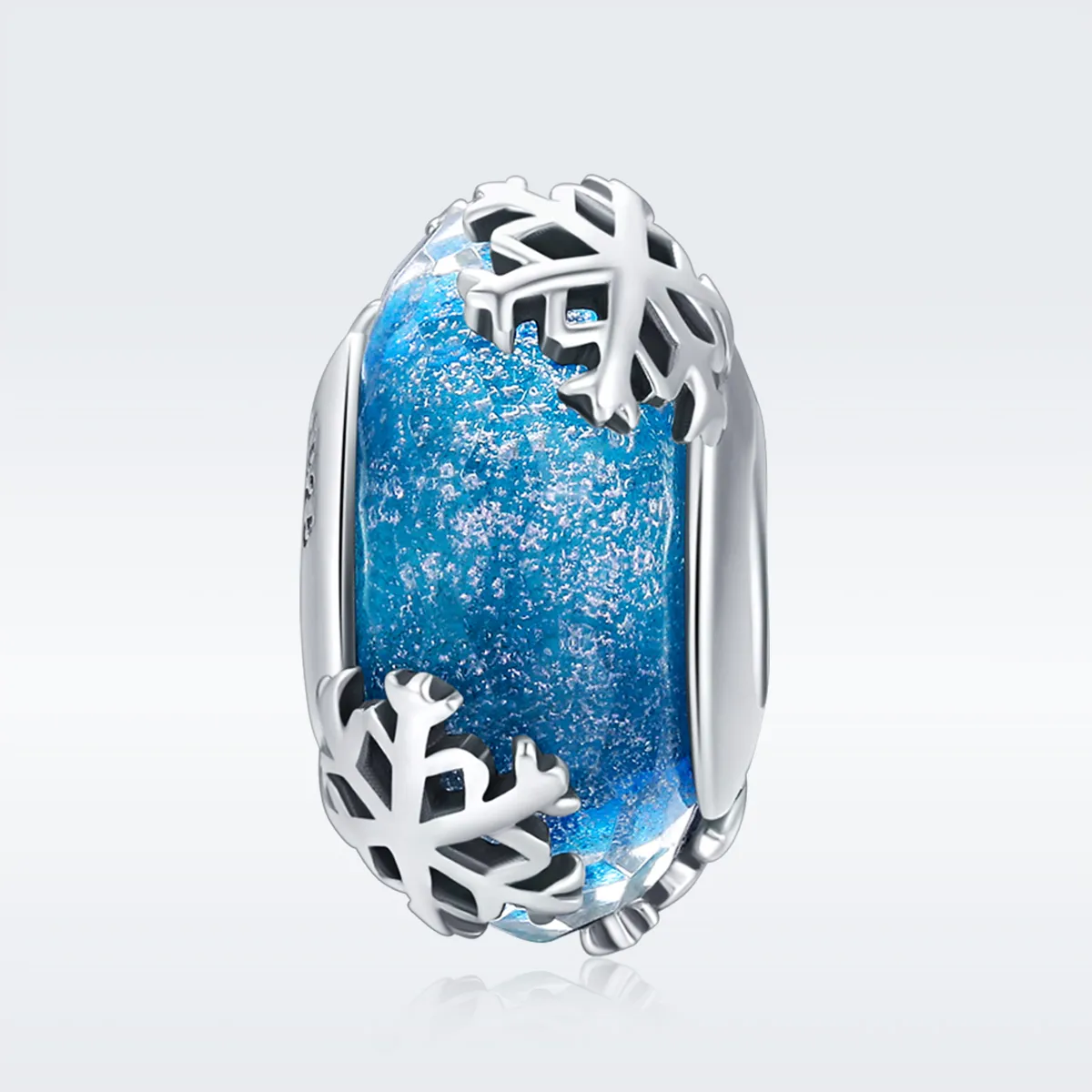 Pandora Style Silver Charm, Winter Frozen Snowflakes - SCC862