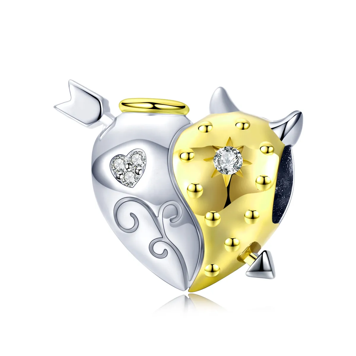 Two Tone Pandora Style Charm, Angel & Devil - BSC107