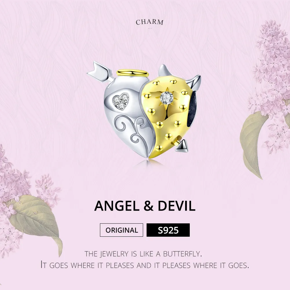 Two Tone Pandora Style Charm, Angel & Devil - BSC107