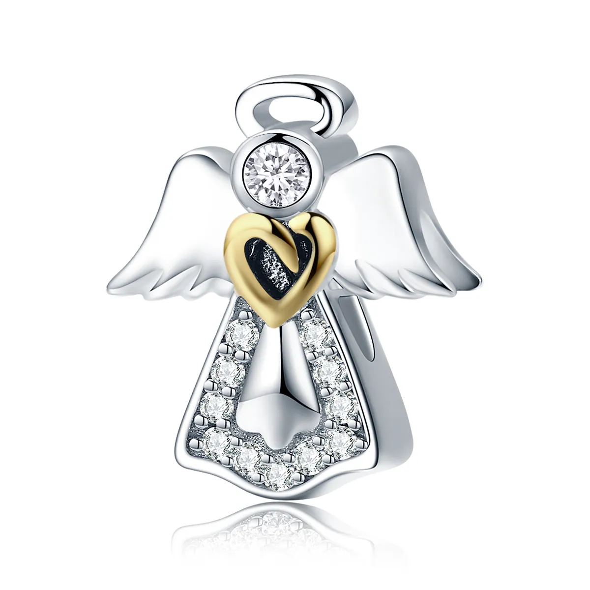 Two Tone Pandora Style Charm, Bicolor Guardian Angel - SCC747