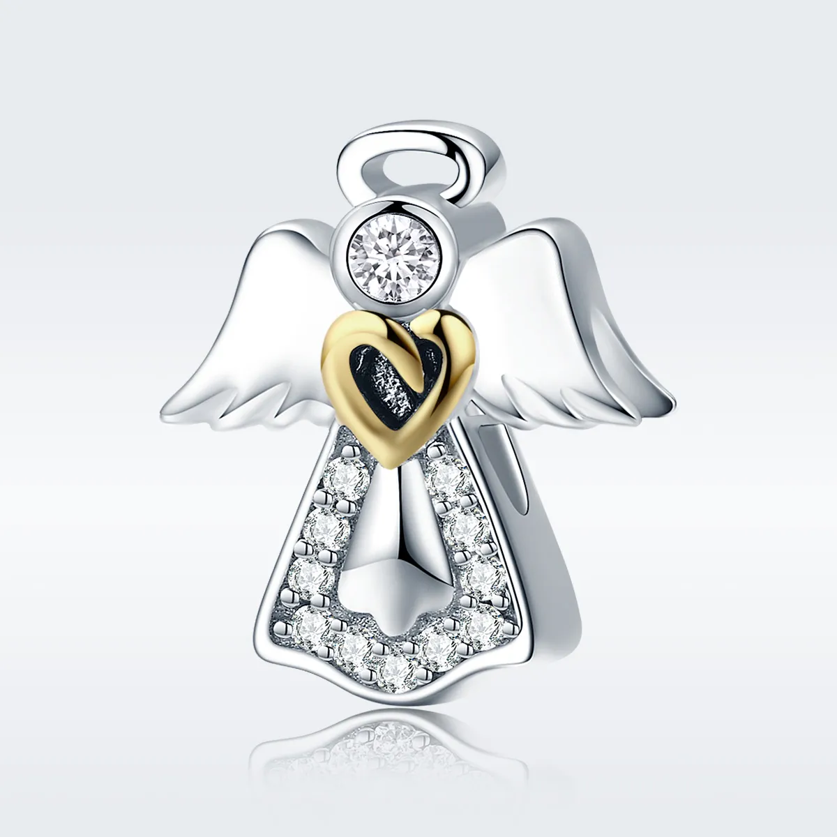 Two Tone Pandora Style Charm, Bicolor Guardian Angel - SCC747