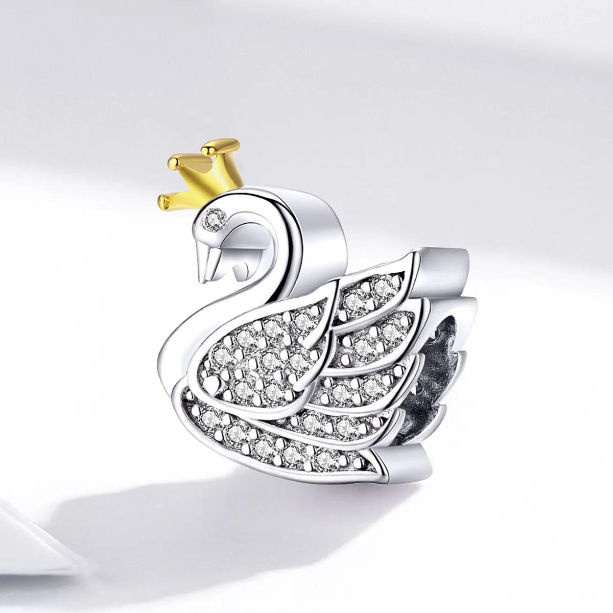 Two Tone Pandora Style Charm, Bicolor Princess Swan - SCC1343