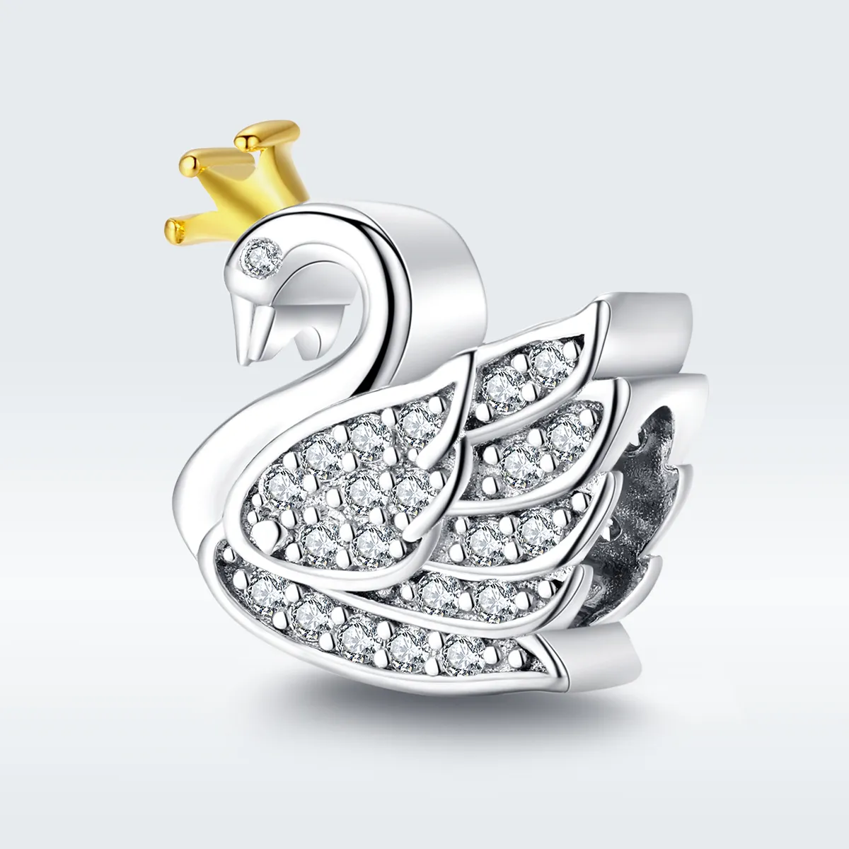 Two Tone Pandora Style Charm, Bicolor Princess Swan - SCC1343