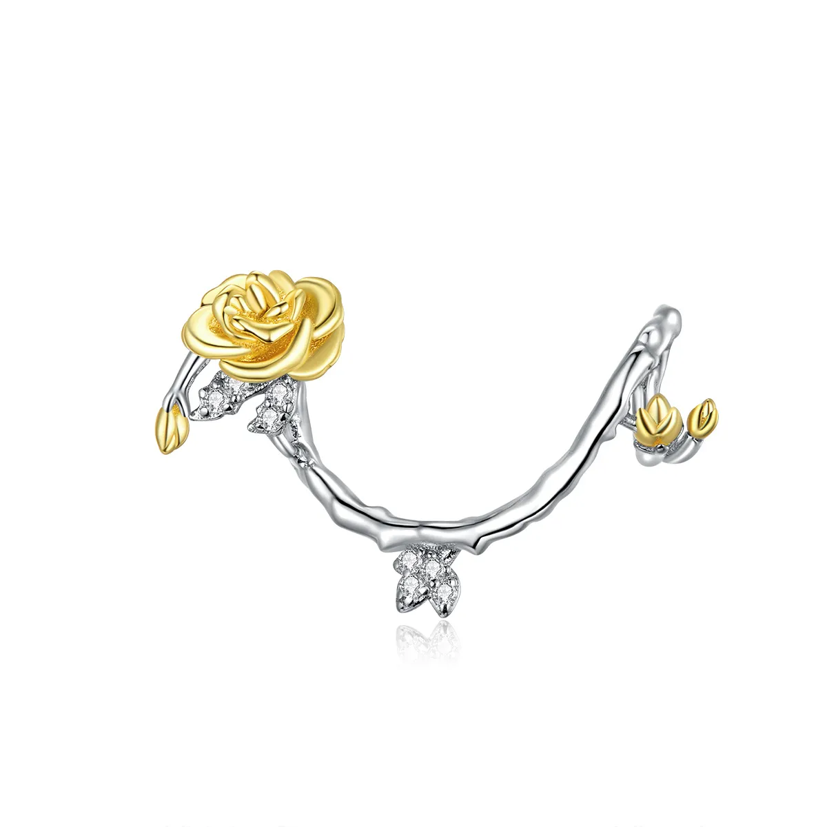 Two Tone Pandora Style Charm, Bicolor Rose Vines - BSC322