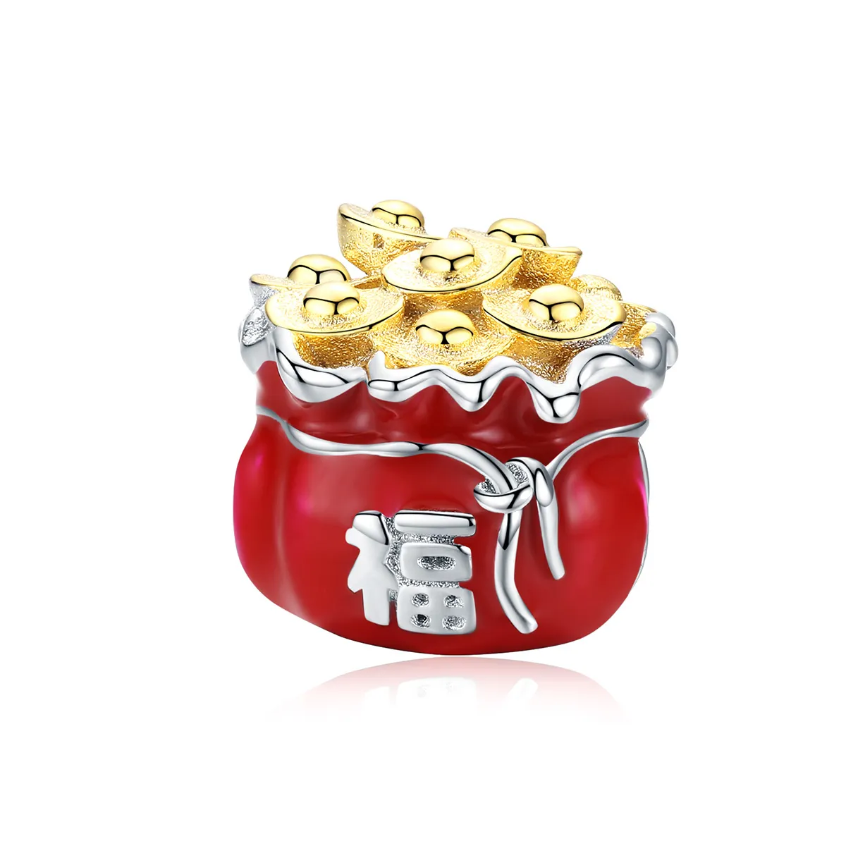 Two Tone Pandora Style Charm, Chinese Lucky Bag - BSC100