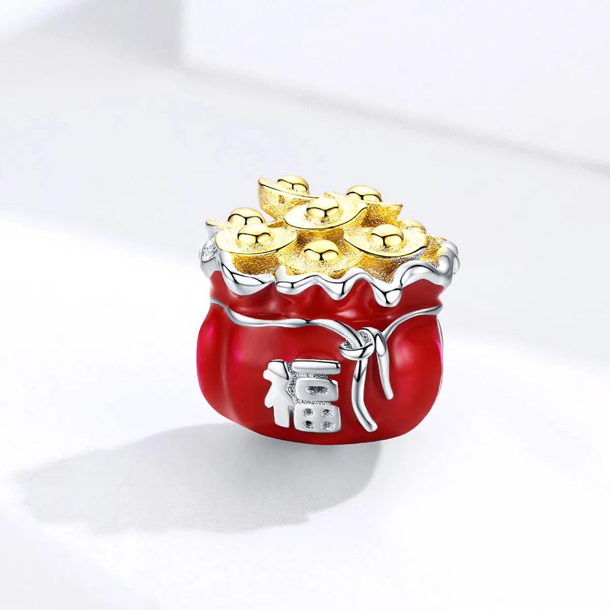 Two Tone Pandora Style Charm, Chinese Lucky Bag - BSC100