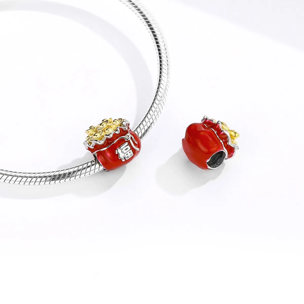 Two Tone Pandora Style Charm, Chinese Lucky Bag - BSC100