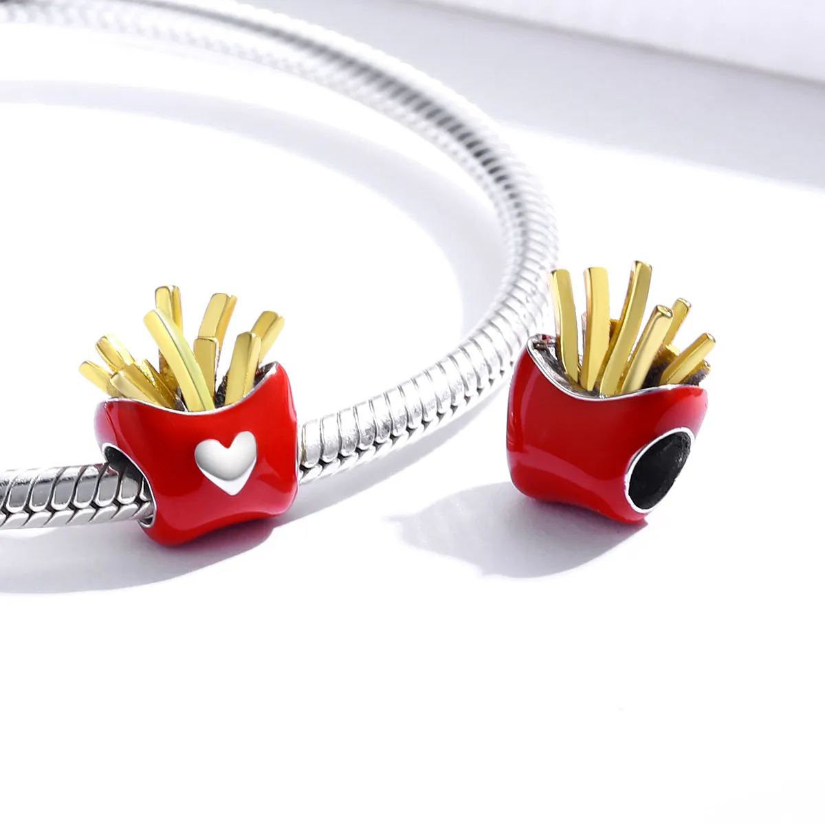 Two Tone Pandora Style Charm, Delicious Fries - SCC1606