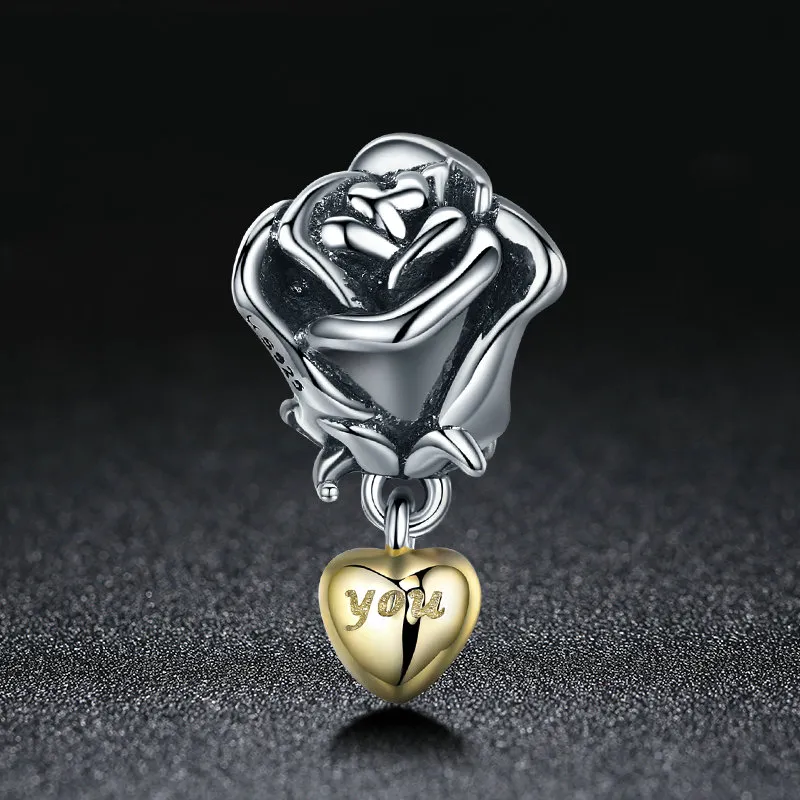 Two Tone Pandora Style Charm, I Love You - SCC455