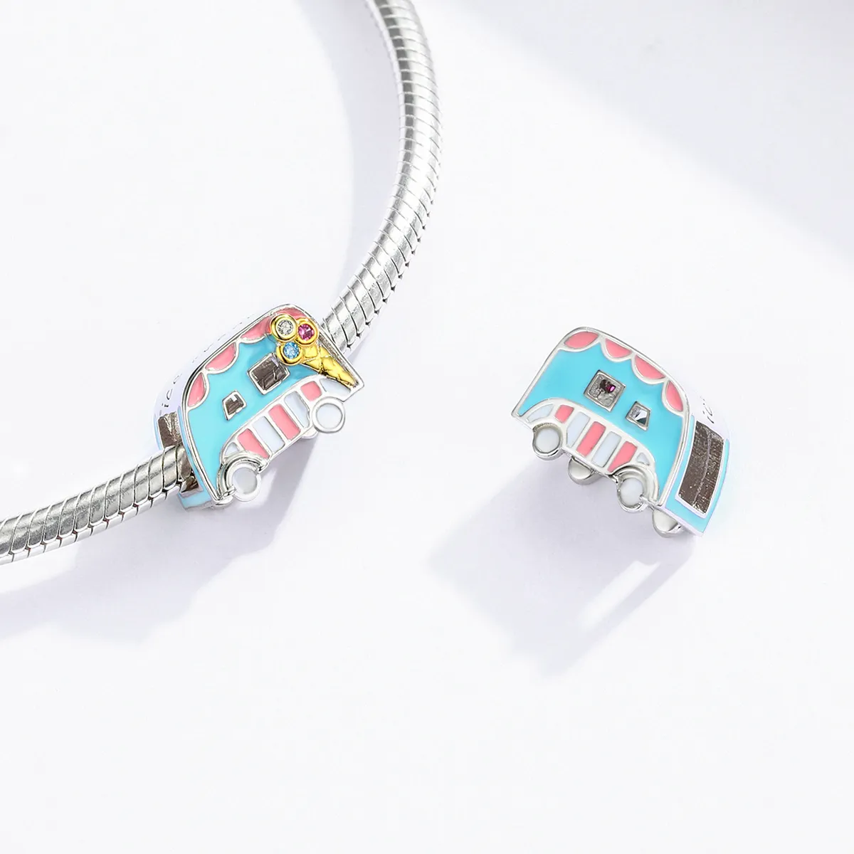 Two Tone Pandora Style Charm, Ice-Cream Van - BSC163