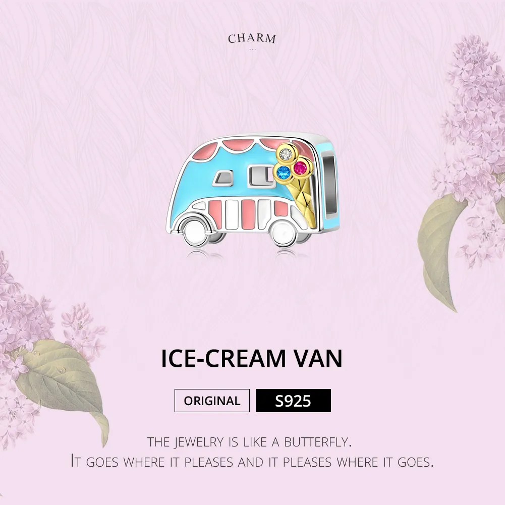 Two Tone Pandora Style Charm, Ice-Cream Van - BSC163