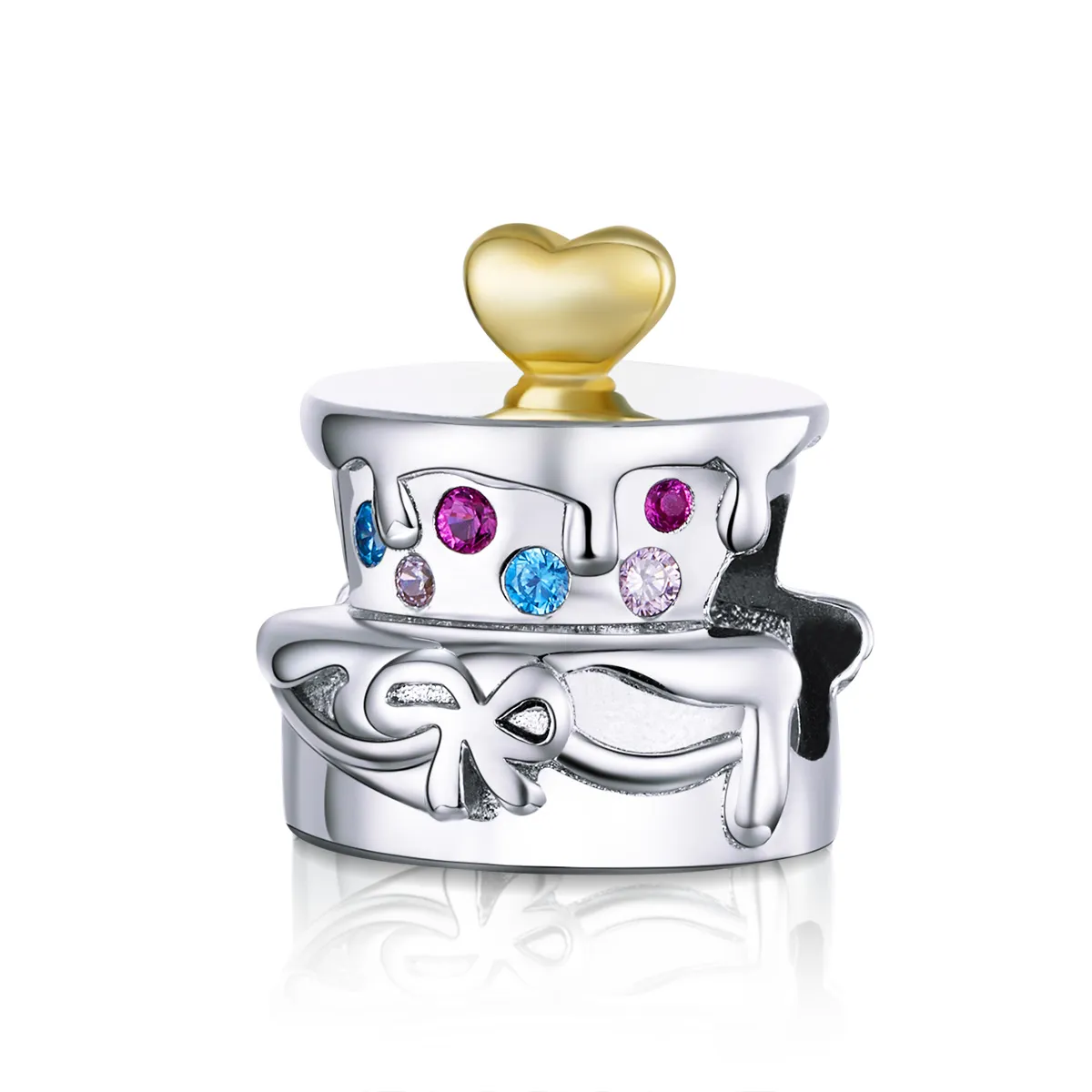 Two Tone Pandora Style Charm, Wedding Cake - BSC267