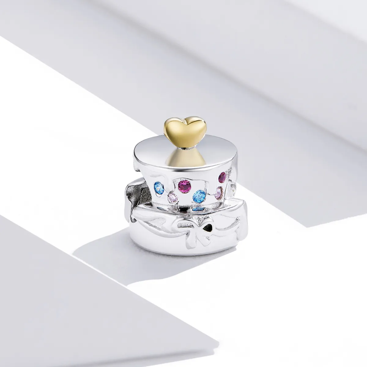 Two Tone Pandora Style Charm, Wedding Cake - BSC267