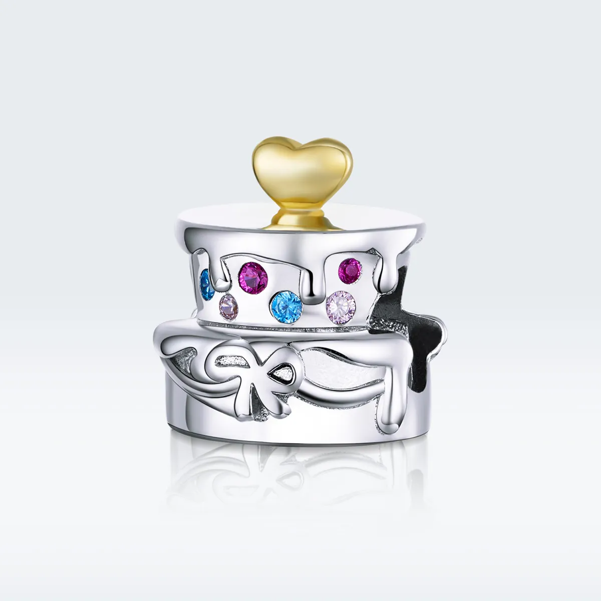 Two Tone Pandora Style Charm, Wedding Cake - BSC267