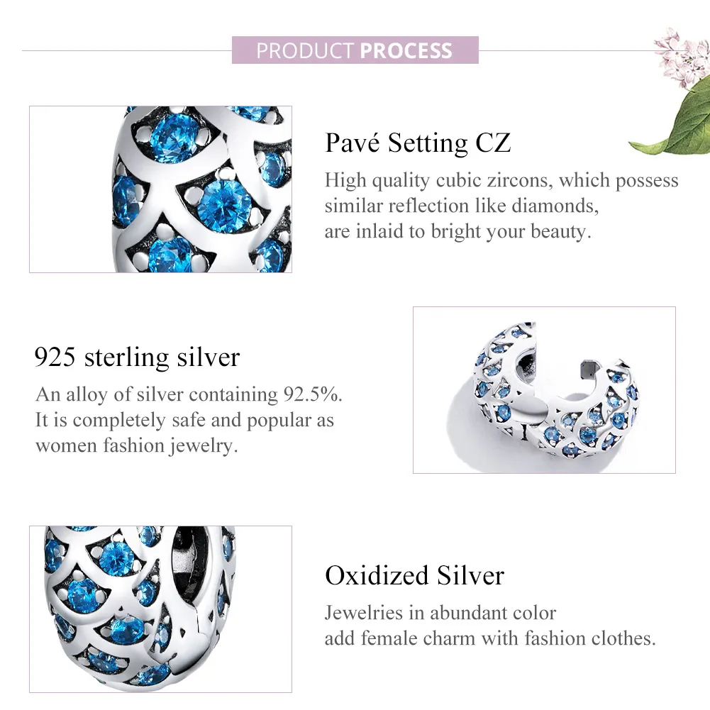 Pandora Style Silver Charm, Blue Elegance - SCC1513