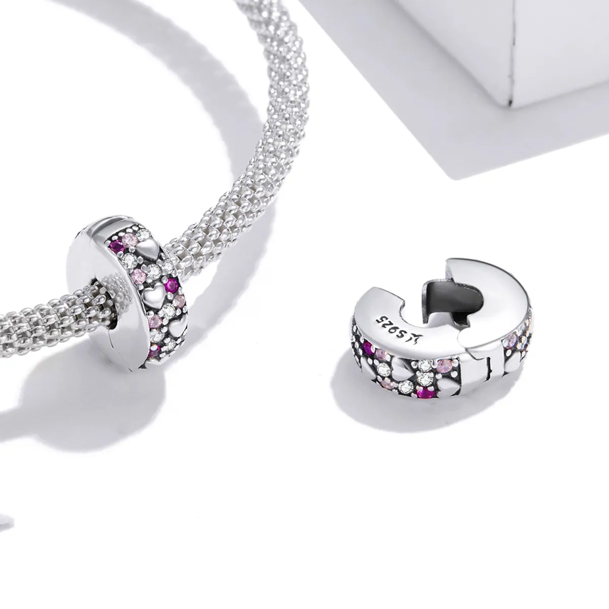 Pandora Style Silver Charm, Shining Love - SCC1745