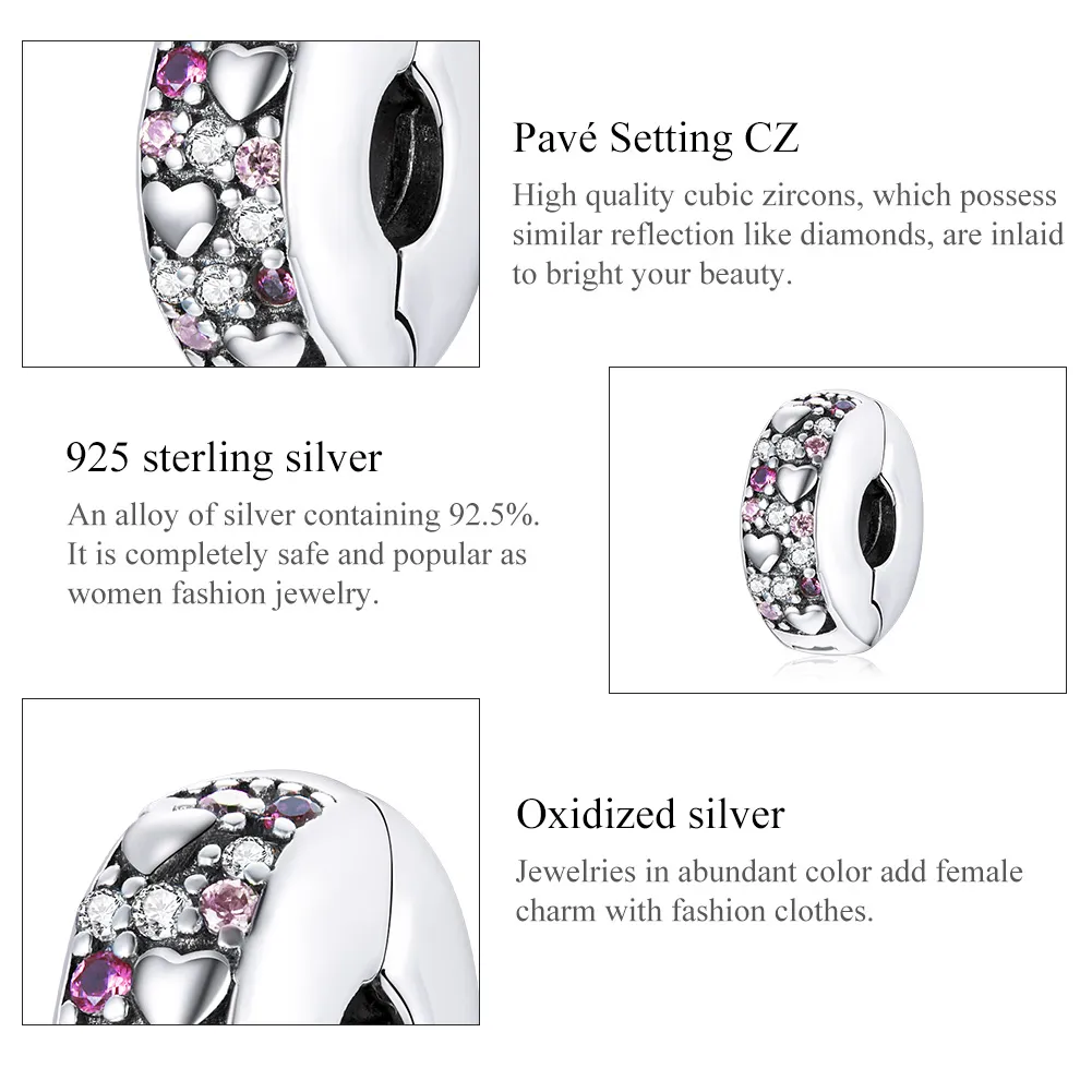 Pandora Style Silver Charm, Shining Love - SCC1745