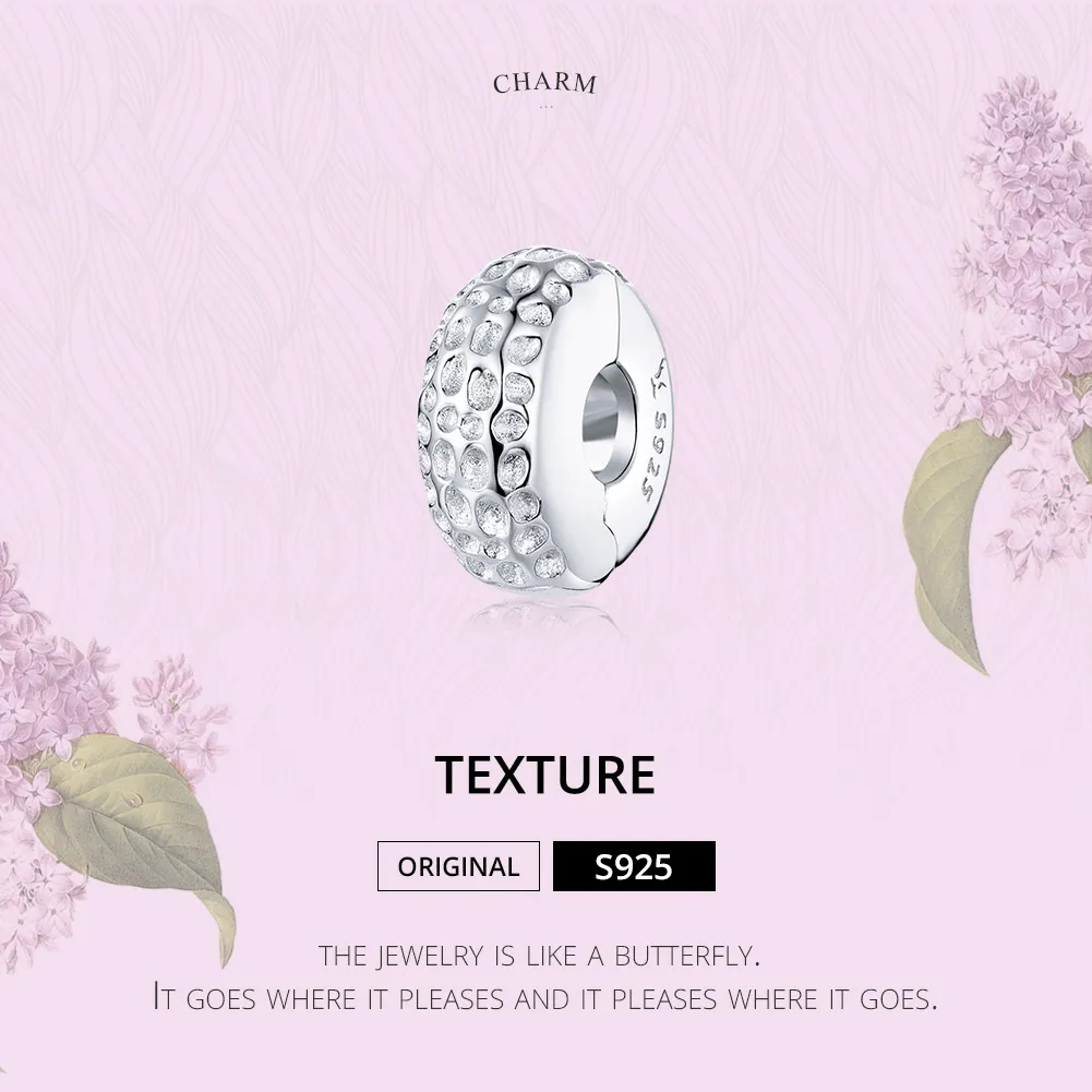 Pandora Style Silver Charm, Texture - SCC1490