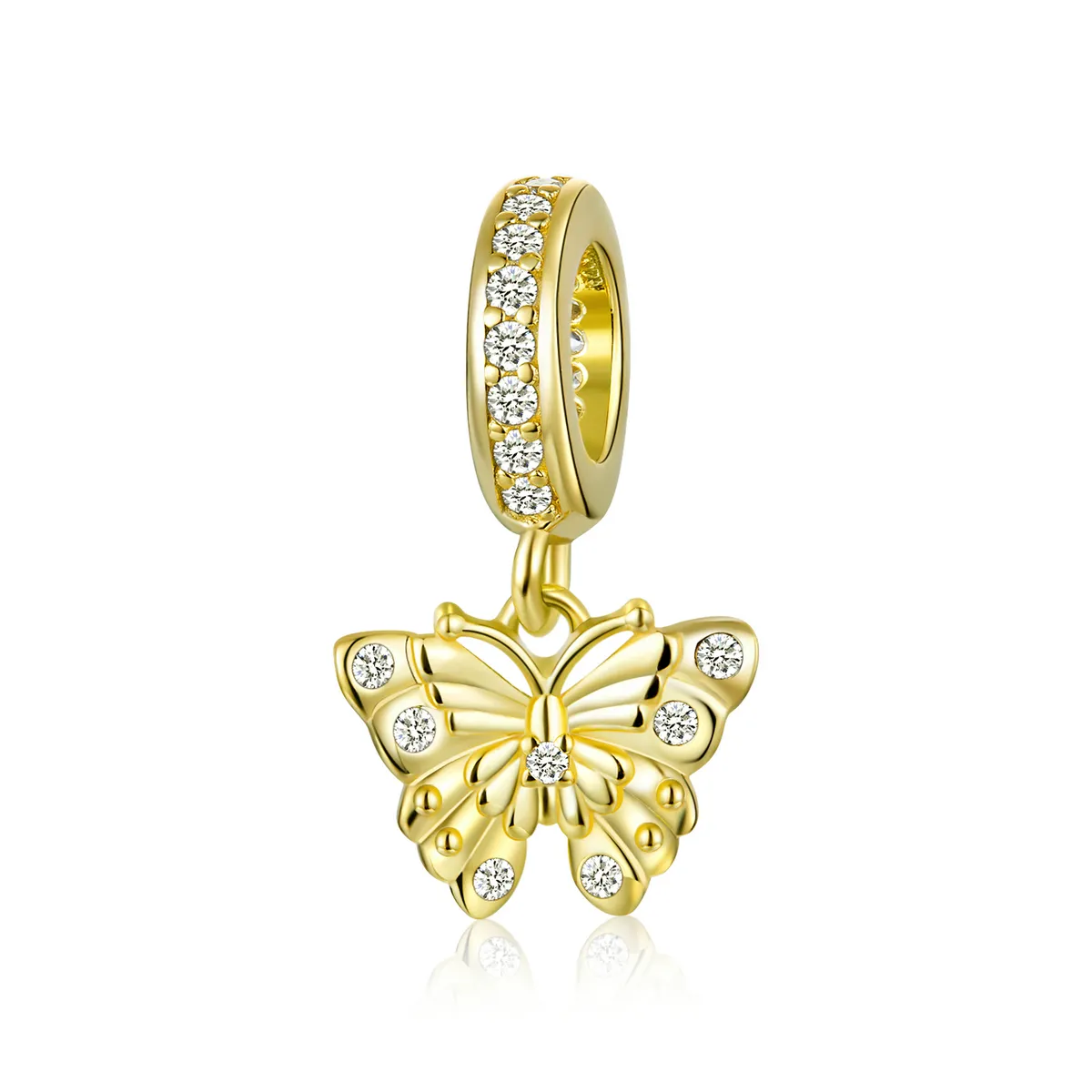 Pandora Style Dangle Charm, Golden Butterfly - BSC248