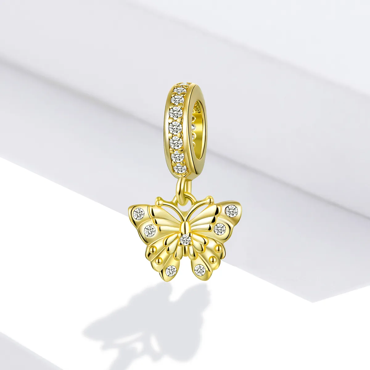 Pandora Style Dangle Charm, Golden Butterfly - BSC248