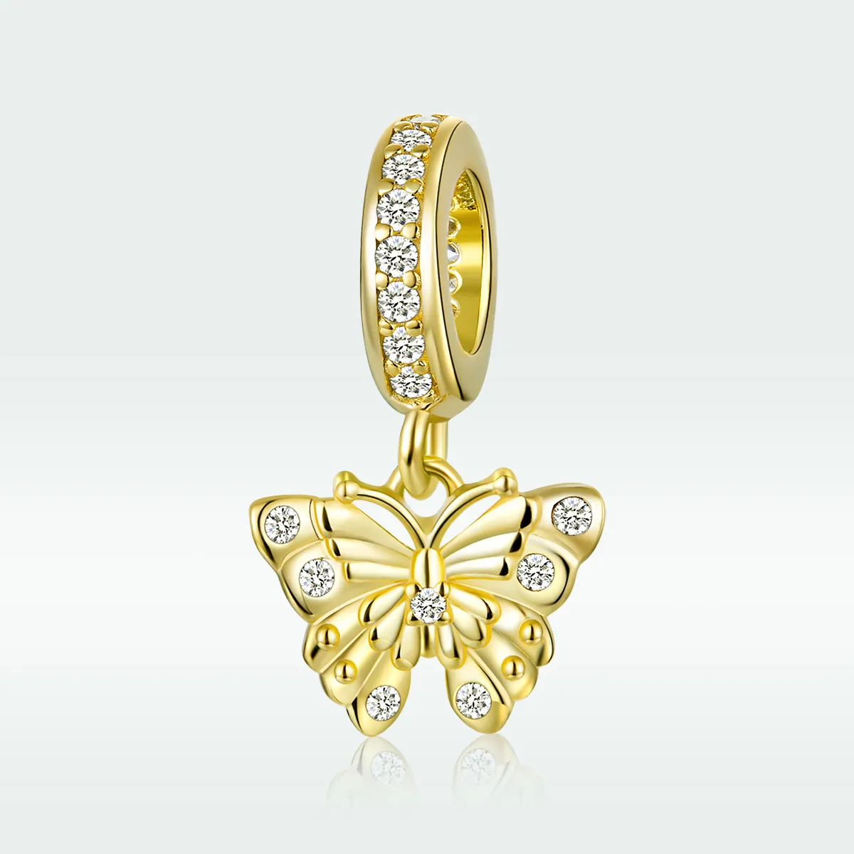 Pandora Style Dangle Charm, Golden Butterfly - BSC248