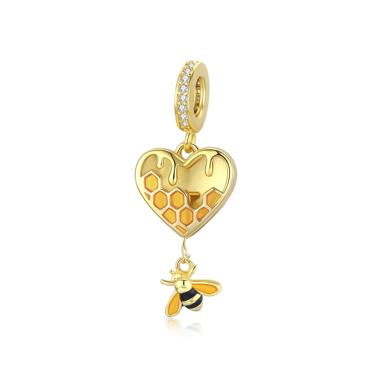 Pandora Style Dangle Charm, Love Honeycomb, 18ct Gold Plated - SCC1714