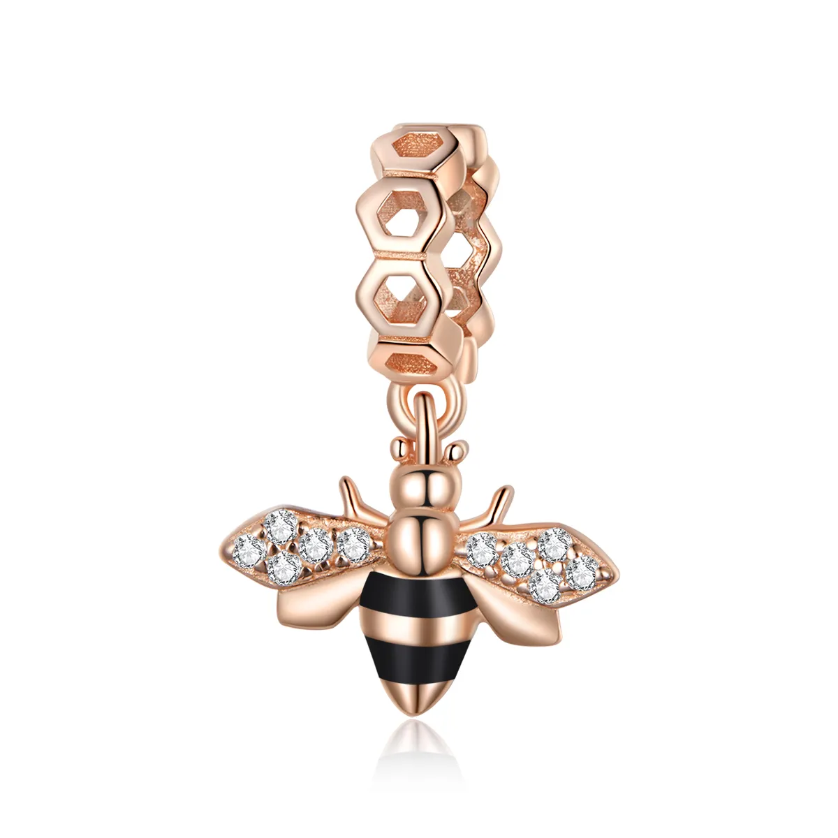 Pandora Style Rose Gold Dangle Charm, Little Bee - BSC370