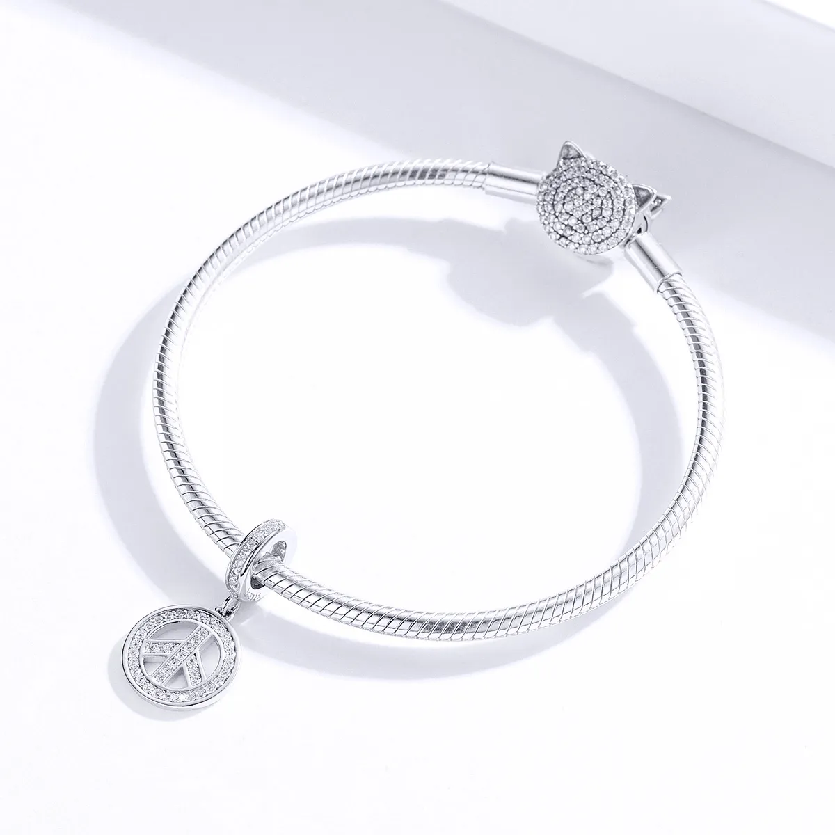 Pandora Style Silver Bangle Charm, Anti-War - SCC1367