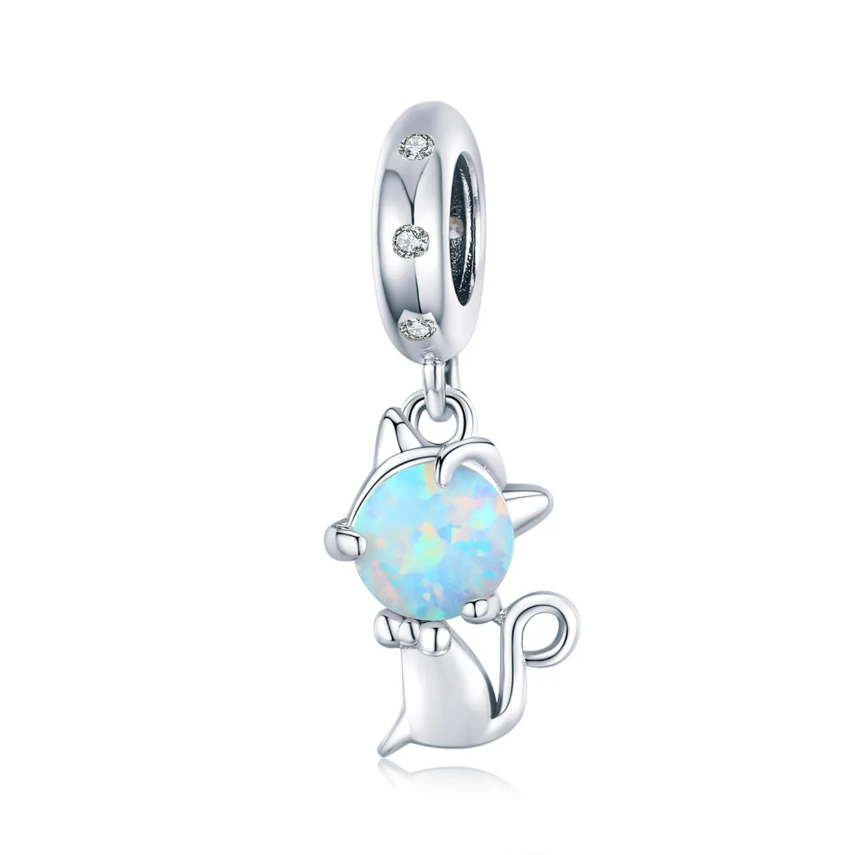 Pandora Style Silver Bangle Charm, Beloved Kitty - BSC235