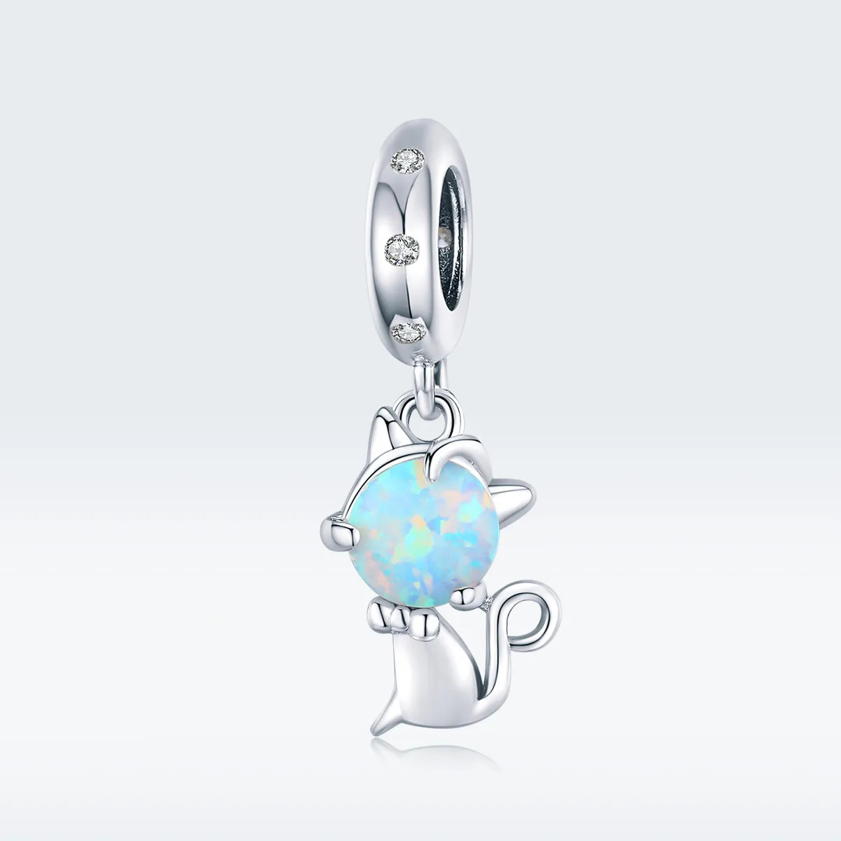 Pandora Style Silver Bangle Charm, Beloved Kitty - BSC235