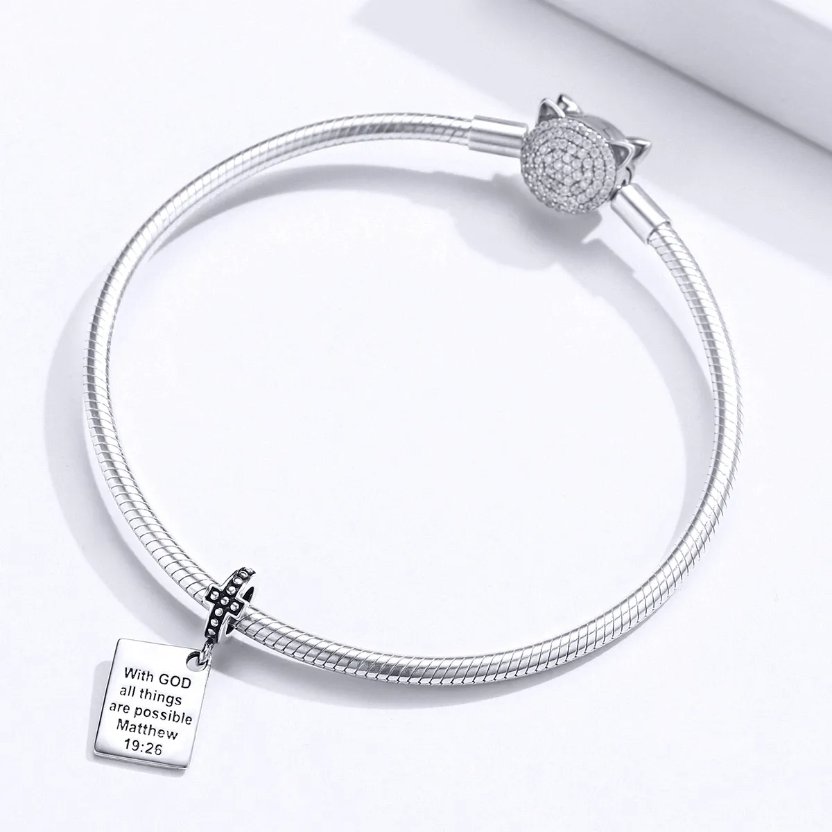 Pandora Style Silver Bangle Charm, Bible - SCC1424