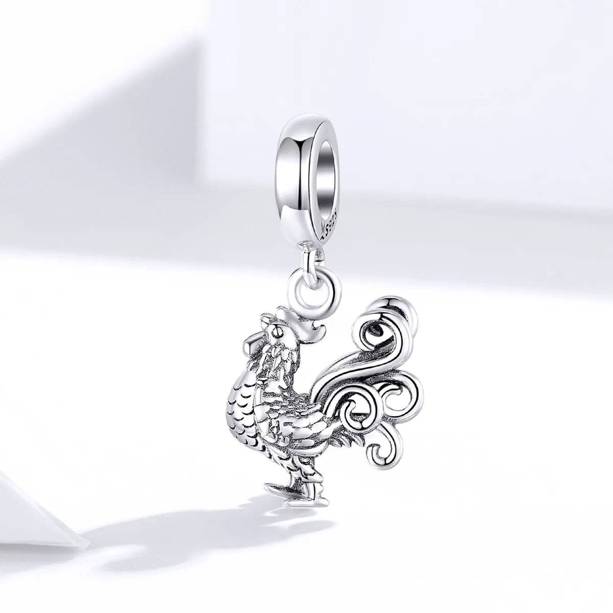 Pandora Style Silver Bangle Charm, Brave Rooster - SCC1337