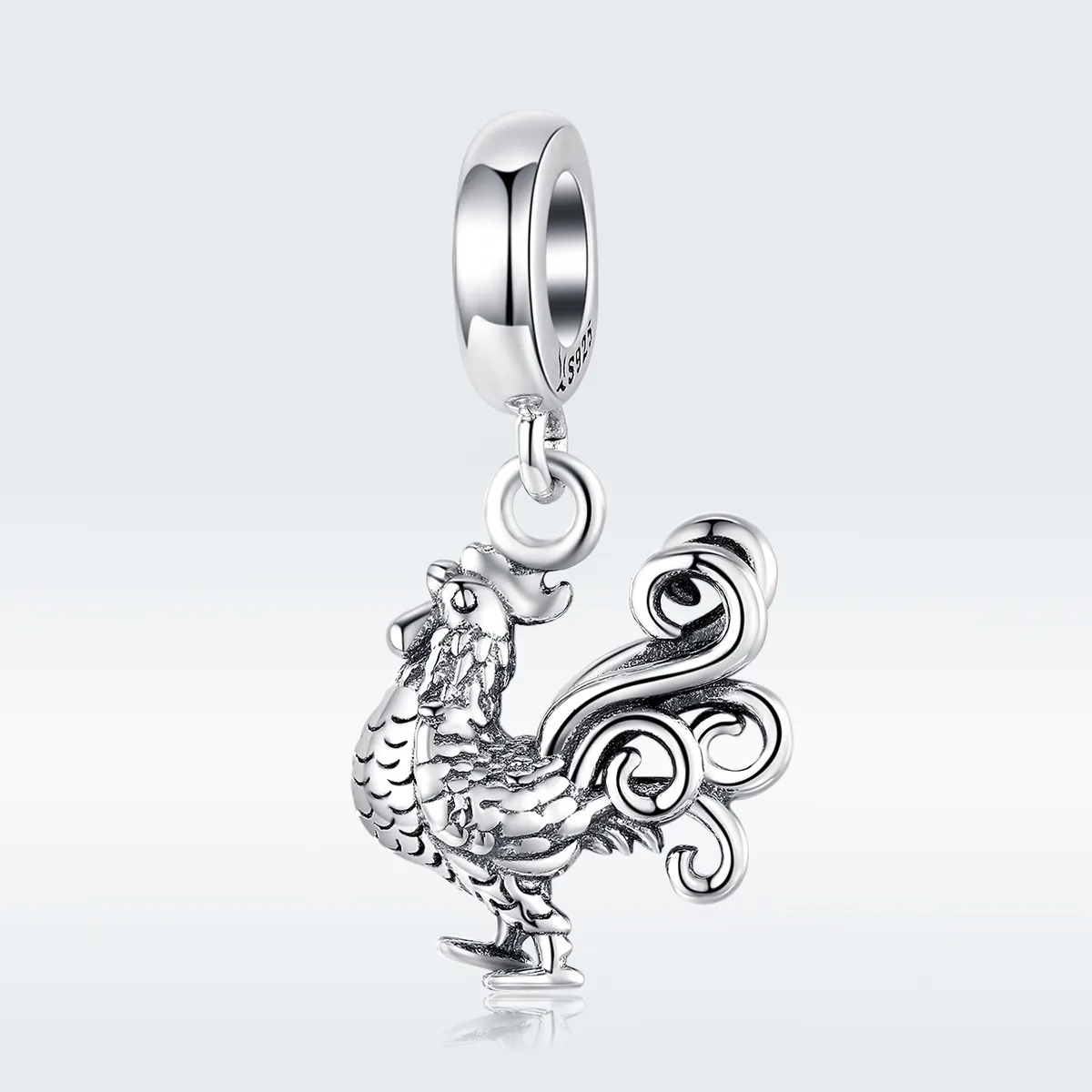 Pandora Style Silver Bangle Charm, Brave Rooster - SCC1337