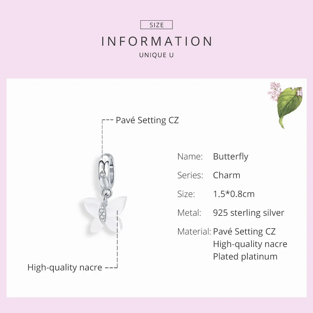 Pandora Style Silver Bangle Charm, Butterfly - SCC1414