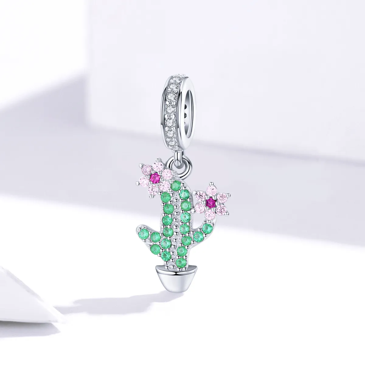 Pandora Style Silver Bangle Charm, Cactus - BSC121