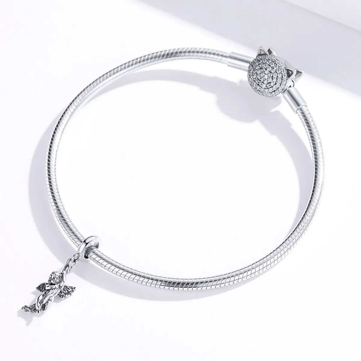 Pandora Style Silver Bangle Charm, Cupid - SCC1405