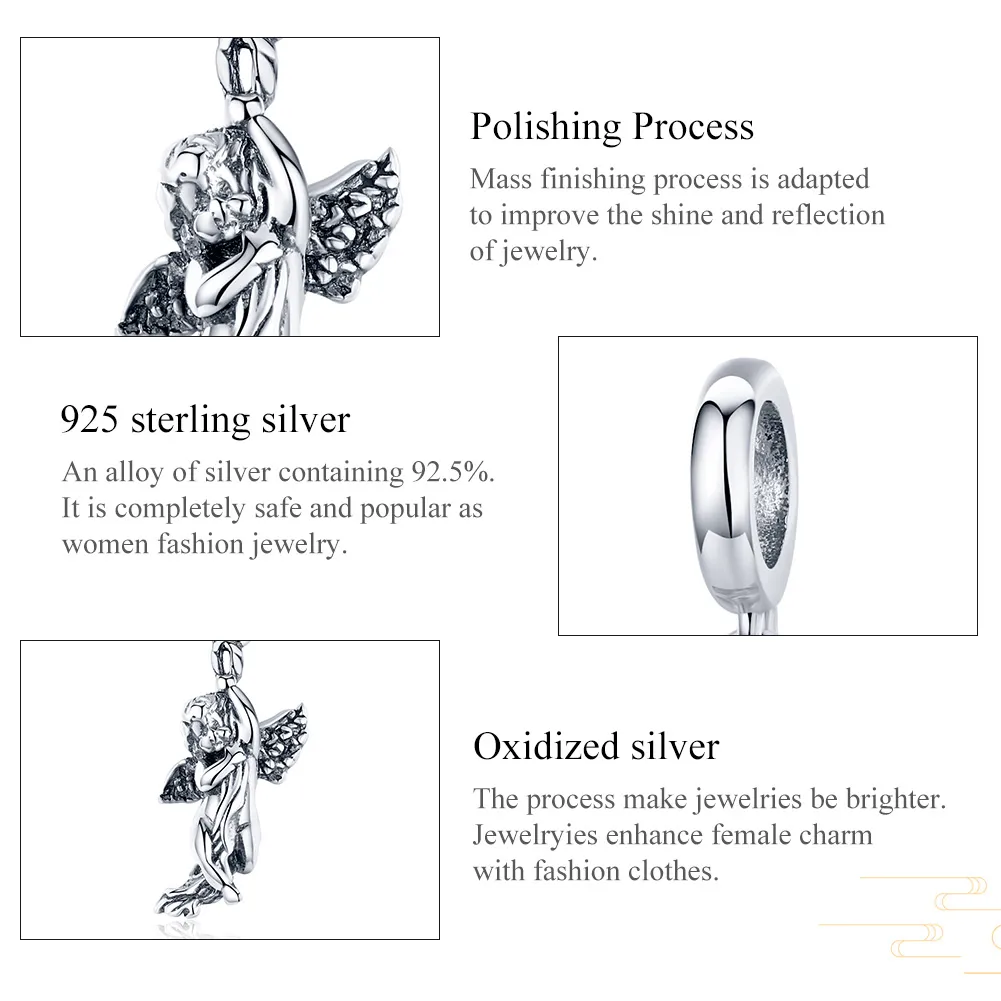 Pandora Style Silver Bangle Charm, Cupid - SCC1405