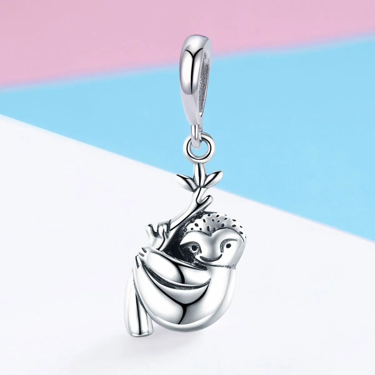 Pandora Style Silver Bangle Charm, Cute Sloth - SCC866